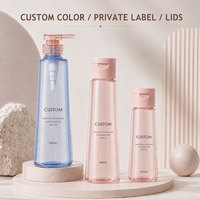 Flacon de lotion en plastique PET transparent avec pompe, forme cylindrique, personnalisable avec logo, pour cosmétiques, shampooing, huiles essentielles