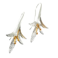 Mode créatif Vintage fleur de lys en forme d'argent plaqué oreille crochet boucles d'oreilles européen américain coréen fabriqué oreille