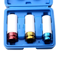 Professionnel 3PCS 1/2 "DR. Jeu de douilles à chocs hexagonaux Outils à main lourds profonds Douilles de couleur de pneu Kit d'outils à main