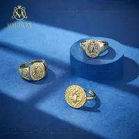 नई डिजाइन 14k सोना मढ़वाया Guadalupe खुले वर्जिन मैरी दिल के आकार का हीरा Medalla प्यार वादा अंगूठी महिलाओं के लिए
