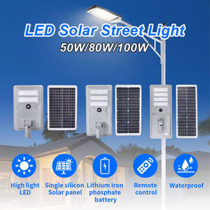 Éclairage extérieur personnalisé tout en un à économie d'énergie étanche Ip66 80W Lampes solaires de jardin Led Lampadaires solaires - Product Image 3