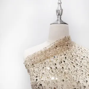 Desain Baru Vintage Nilon Mutiara Manik-manik Bordir Renda Potongan Pita Kain Buatan Tangan DIY Gaun Pengantin Perlengkapan Jahit Kerajinan