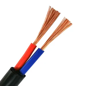 UL Approval PVC Double Insulated Sheathed RVV Copper Stranded 2/0 14/2 2 4 10 20 Awg Gauge 2 Conductor Electrical Wire