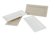 Assiette rectangulaire en papier jetable, biodégradable et respectueuse de l'environnement, vaisselle de fête avec plateau