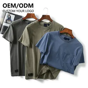 Camiseta lisa de algodón 100% para hombre, ropa personalizada con bolsillo, alta calidad