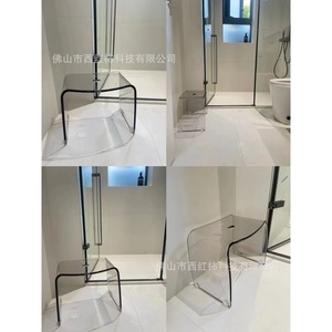 Tabouret de douche en acrylique Tomato 375 mm x 290 mm x 400 mm, banc de bain minimaliste pour salle de bain et entrée - Product Image 5