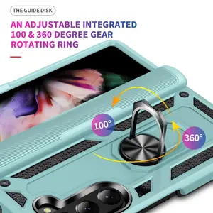サムスンギャラクシーZフォールド5用キックスタンド付きカスタムデザイン耐衝撃PC折りたたみ式電話ケース-Android電話カバー