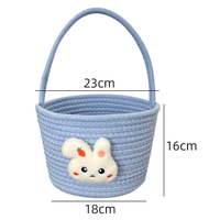 Sac de rangement personnalisable en coton écologique avec poignée, motif lapin de dessin animé mignon, pour couches, œufs, bonbons et jouets, avec grand bol carré en peluche