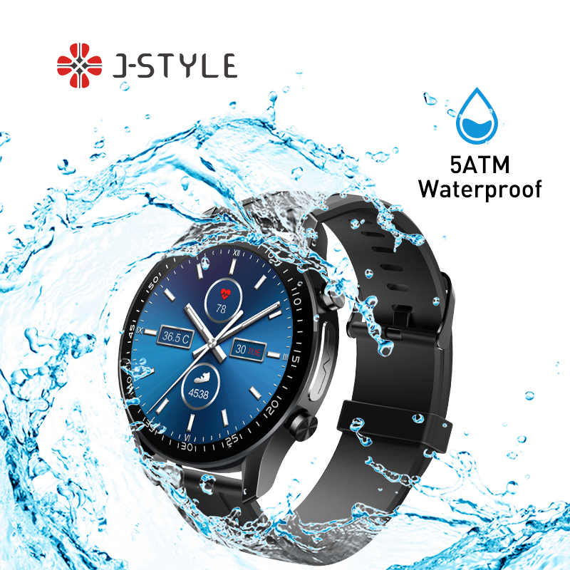 J-Style 2051E-R Smart Spo2 Ppg Watch Round HD AMOLED Screen Full Touch Display Smart Ecg Watch