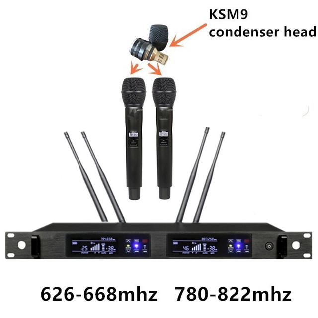 Audio Factory Qlxd4 Qlx24d/KSM9 Condenser True Diversity Wireless Lavalier Headset Microphone for Professional Stage Mic System