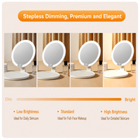 Miroir de maquillage lumineux de table avec lumière 3500K 4700K, commande tactile, support pliable et plateau de rangement pour cosmétiques