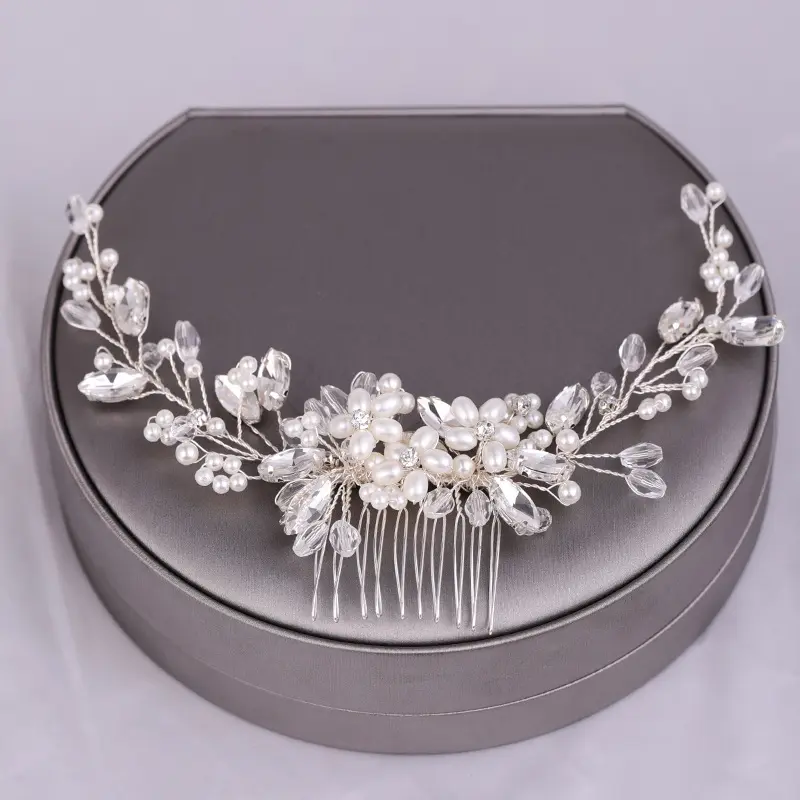 Elegant Rhinestone pearl Bridal Tiara Wedding Bride Hair Jewelry Accessories Hair Comb