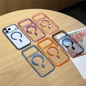 เคสโทรศัพท์มือถืออะคริลิกใสแบบแม่เหล็กสำหรับ iPhone 16 15 14 13 Air, เคสสำหรับ iPhone 17 Pro Max สีส้ม รองรับการชาร์จไร้สาย - Product Image 2