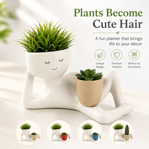 Pot de fleurs créatif en résine pour plantes succulentes, figurine humaine allongée, pot de fleurs nordique, décoration de <span class=keywords><strong>jardin</strong></span> et de bureau, écologique, vente en gros - Product Image 2