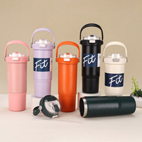 Gobelet isotherme portable personnalisé de 30 oz en acier inoxydable 316 à double paroi, style américain, avec paille, nouveau design, pour café