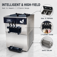 Machine à glaces molles industrielle haute performance en acier inoxydable 220v, machine à glaces molles commerciale