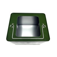 Boîte en métal carrée pour stockage d'aliments d'urgence, conteneur métallique compressible pour biscuits avec poignée pour la conservation des aliments de survie