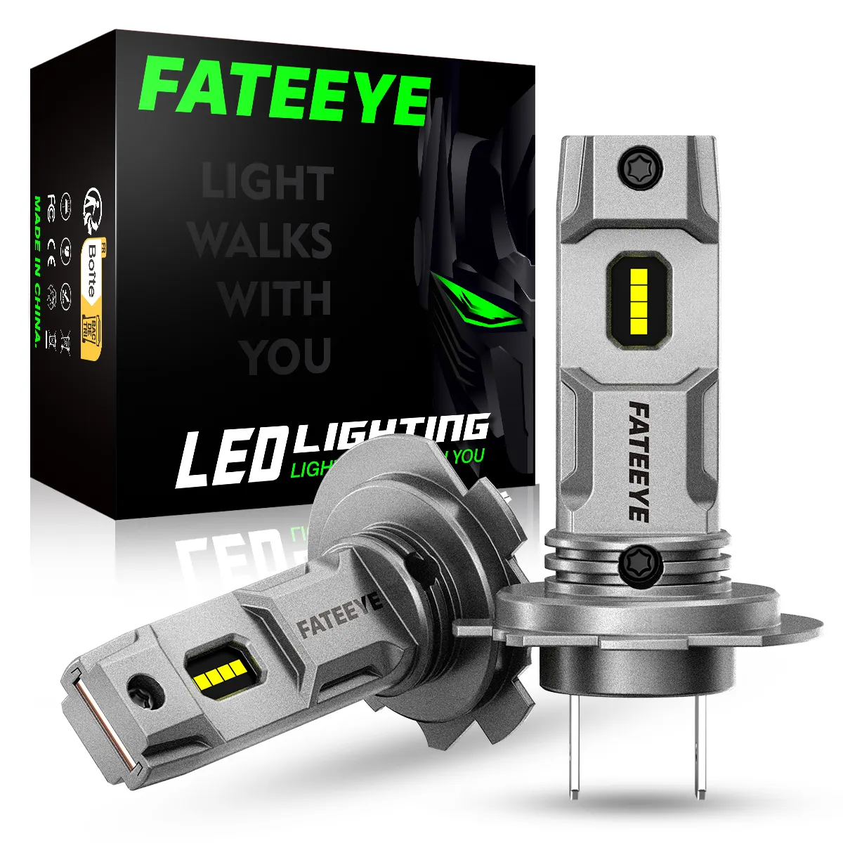 Fateeye หลอดไฟหน้า LED H7ความสว่าง9005/HB3ไฟสูง9006/HB4ไฟต่ำ1:1ขนาดเล็กชุดแปลงไฟหน้า