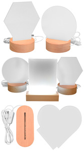 Cornice Portafoto All'ingrosso con Luce USB, Foglio Acrilico Vuoto per Sublimazione a Caldo, Base in Legno, Cornice Portafoto da Tavolo, Regali - Product Image 6