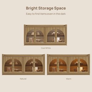 <span class=keywords><strong>Buffet</strong></span> avec éclairage LED, armoire à 4 portes en verre arqué, meuble de rangement pour cuisine et salle à manger - Product Image 4