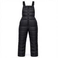 Combinaison matelassée en nylon pour femme noire, avec fermeture éclair sur le devant et bretelles réglables, vêtement d'extérieur d'hiver