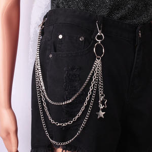 Chaîne de taille Hip Hop Punk multicouche avec pendentif étoile à cinq branches en alliage de zinc, unisexe, pour usage quotidien, chaîne de corps tendance - Product Image 4