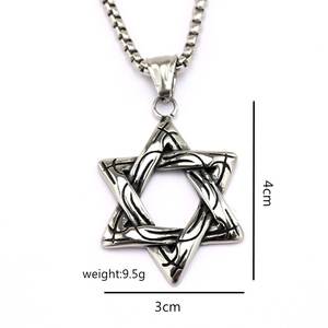 Collar con colgante de estrella de seis puntas de acero inoxidable para hombres y mujeres, joyería de regalo, diseño geométrico - Product Image 5
