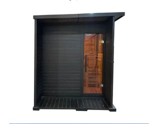 Sauna Exterior de Madera Sólida de Cedro Rojo para 4 Personas, Diseño Cuadrado Negro de Lujo, para Jardín o Patio Trasero, con Estufa - Product Image 2