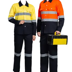 Customized Hi Vis workwear Women and Men Jacket Pants Pure Cotton Wear- resistant Coal miners' work clothes