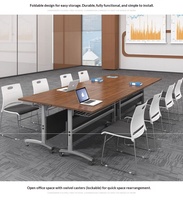 Meubles de bureau modernes pour salle de formation, bureau de formation à plateau rabattable, table de conférence pliable avec roulettes