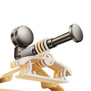 Porte-vêtements télescopique mural en acier inoxydable à ventouse pour salle de bain - Product Image 2