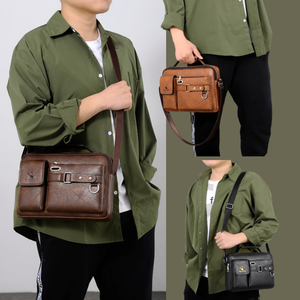 Sac à main/<span class=keywords><strong>sacoche</strong></span>/porte-documents vintage en cuir PU imperméable grande capacité multi-poches <span class=keywords><strong>pour</strong></span> homme, <span class=keywords><strong>pour</strong></span> le travail/les trajets/les affaires - Product Image 6