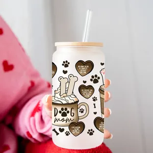 Simpatici Chibi messicani latinoamericani <span class=keywords><strong>bambina</strong></span> 16OZ UV DTF coppe avvolgenti adesivi per Libbey in vetro tazze Tumbler teschi impermeabili - Product Image 2