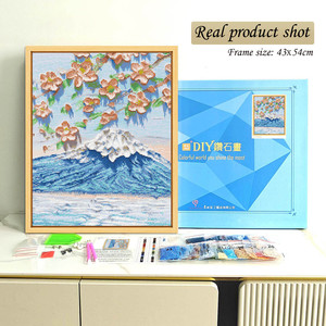 Pintura de Diamantes del Monte Fuji con Flores de Cerezo, Kit de Arte DIY con Diamantes Redondos, Marco Rectangular, Cristales de Estrás, Decoración de Paisaje Japonés - Product Image 2