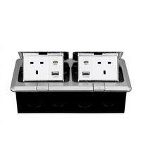 Prise de table escamotable FUPAI standard britannique, 4 prises, compatible NFC, 16A EU/US 250V, 1 USB-A, 1 USB-C, usage résidentiel