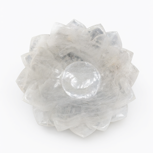Hermosas tazas de cuarzo blanco talladas a mano con diseño de loto - 5 pulgadas de diámetro y 370 g (0.82 lb) - SOLO UNA TAZA - Product Image 2