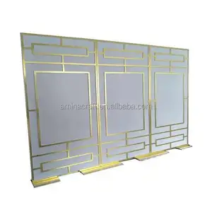 Amina Craft customized golden mirror stage wedding acrylic/PVC backdrop panel decoration