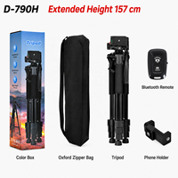 Trépied photo en aluminium de 1,59 m avec support pour téléphone, support portable pour appareil photo reflex numérique et hybride pour diffusion en direct, selfies et enregistrement vidéo