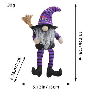 Muñeca de Bruja con Escoba para Halloween, Sombrero Alto, Patas Largas, sin Rostro, con Rayas, para Decoración de Festivales Fantasma, Accesorios de Arreglo, ¡Venta Caliente! - Product Image 5