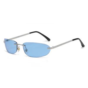 Lunettes de soleil ovales sans monture en alliage rétro Y2K avec logo personnalisé, protection UV400, petite monture, pour hommes et femmes, collection 2025 - Product Image 4