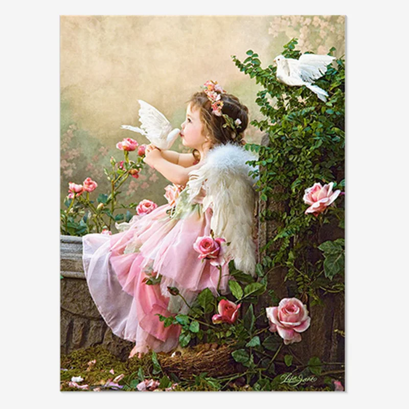 5D Diamond Painting Kits Angel Cherub Garden Pigeon Diamond Rhinestone Children DIY Gift Decorative Painting Factory Wholesale