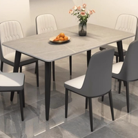 Ensemble table et chaises de salle à manger rectangulaire extensible en dalle de pierre, style luxe moderne, pour la maison, les petites maisons, les hôtels, durable et écologique