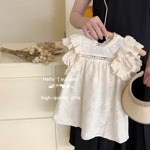1個カスタムタグコットンサマーベビー幼児服フラッタースリーブ幼児の女の子フリルドレス