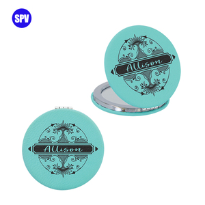 New Arrival Various Shapes Metal Photo Laserable Leatherette Blank Makeup Mirror Disposable Cosmetic Mirror for Promotion
