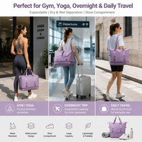 Sac de voyage extensible grande capacité léger imperméable en tissu Oxford, sac de sport portable à fermeture éclair pour week-end, gym, yoga, bagage