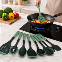 6Pcs Peralatan Dapur PBT dengan Tepi Silikon Tahan Panas Anti Lengket Aman untuk Panci Alat Dapur Spatula Skimmer