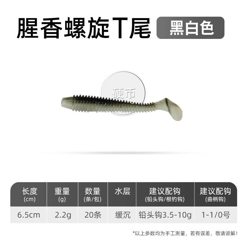 [20 ชิ้น] หางตัวทีลายริ้วสีขาวดำ - ขนาด 6.5 ซม.