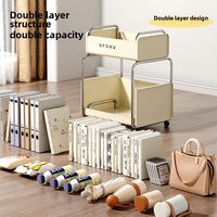 Support de rangement multifonctionnel Chariot double couche amovible pour sac d'école à la maison et pour étudiant pour le salon