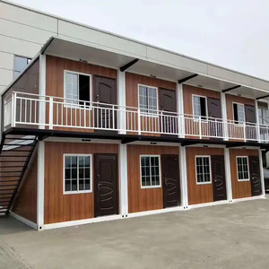Contenedor prefabricado de fábrica de dos pisos, paquete plano, casas prefabricadas, contenedor grande, sitio de construcción, dormitorio con escalera externa - Product Image 1