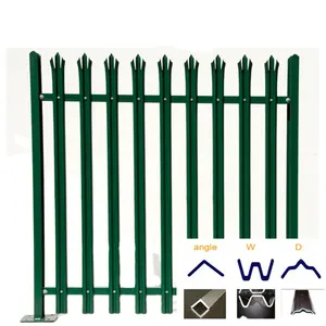 Aço Galvanizado W Palisade Fence Painéis Piquete De Aço Tubular Vertical Palisade Fence